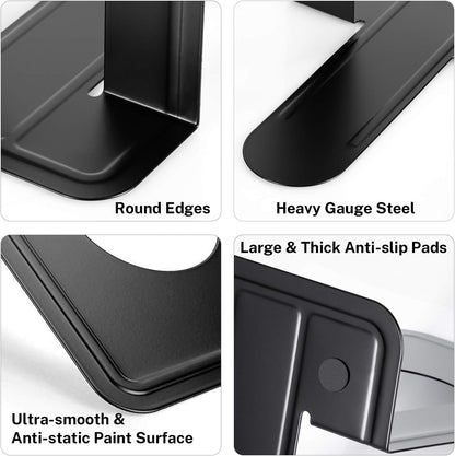 MaxGear Premium Matte Painted Book Ends, Heavy Duty and Sturdy Bookends for Shelves, Office Non-Skid Metal Book End Stopper for Books/CDs/DVDs, 6 x 4.6 x 6 in, Black, 2 Pairs/4 Pieces, Large
