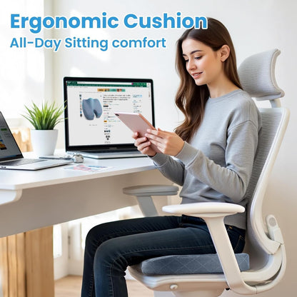 TushGuard Seat Cushion - Memory Foam Cushion for Office Chair, Car Seat, Airplane, Bleacher - Sciatica & Hip & Coccyx Pain Relief Desk Chair Cushion for Long Sitting Office Workers, Car Drivers