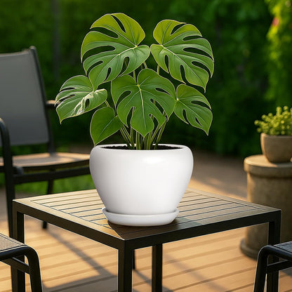 Deep Dream 6 Inch Plant Pots- Ceramic Planter Pot with Drainage Hole and Saucer, Round Flower Pot for Indoor Outdoor Succulent, Snake Plants and Cactus, Blue