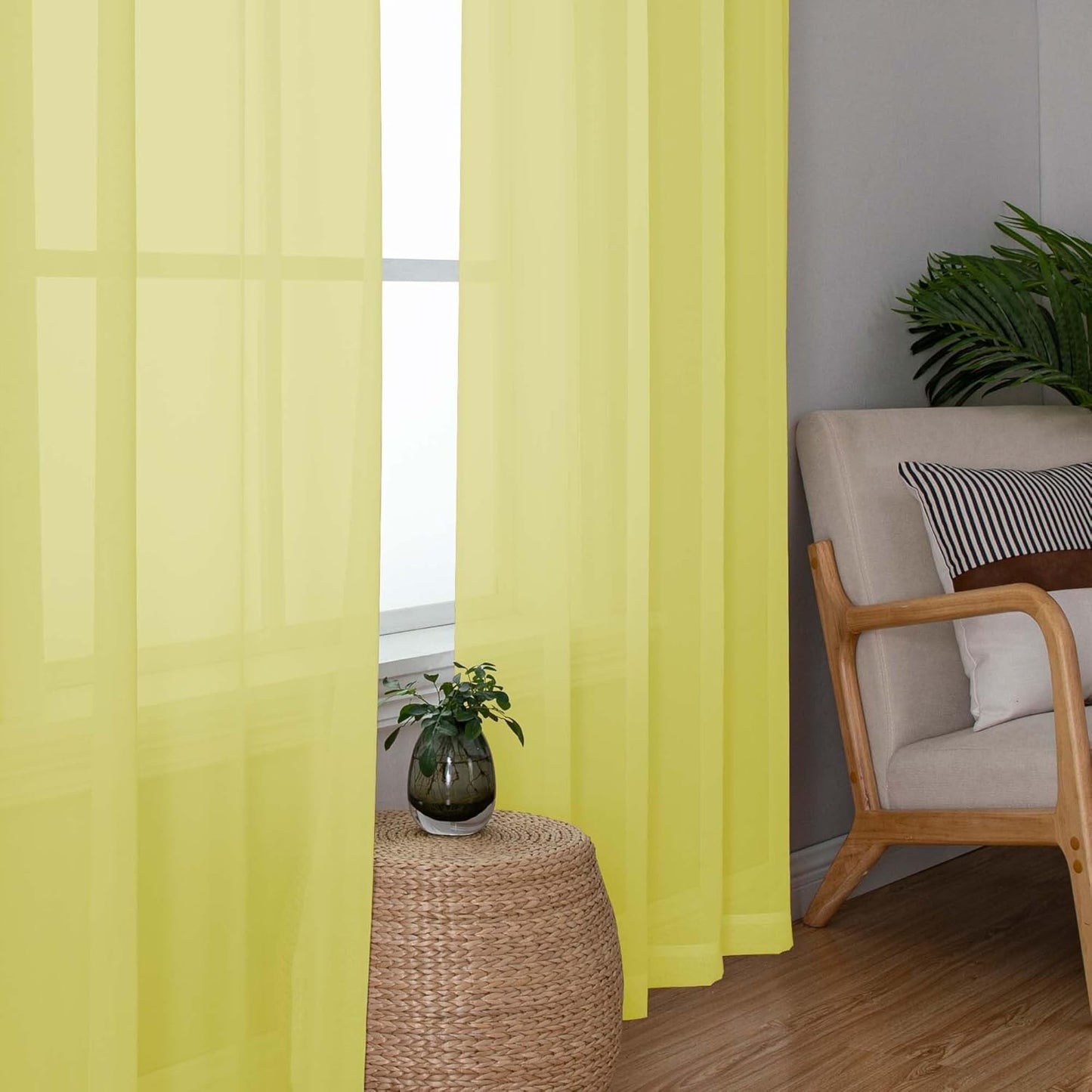 OWENIE Sheer Curtains 84 inches Long 2 Panels Set for Living Room/Bedroom, Rod Pocket Voile Sheer Panel Drapes, White, 2pcs, Each 42" W x 84" L - Colors A