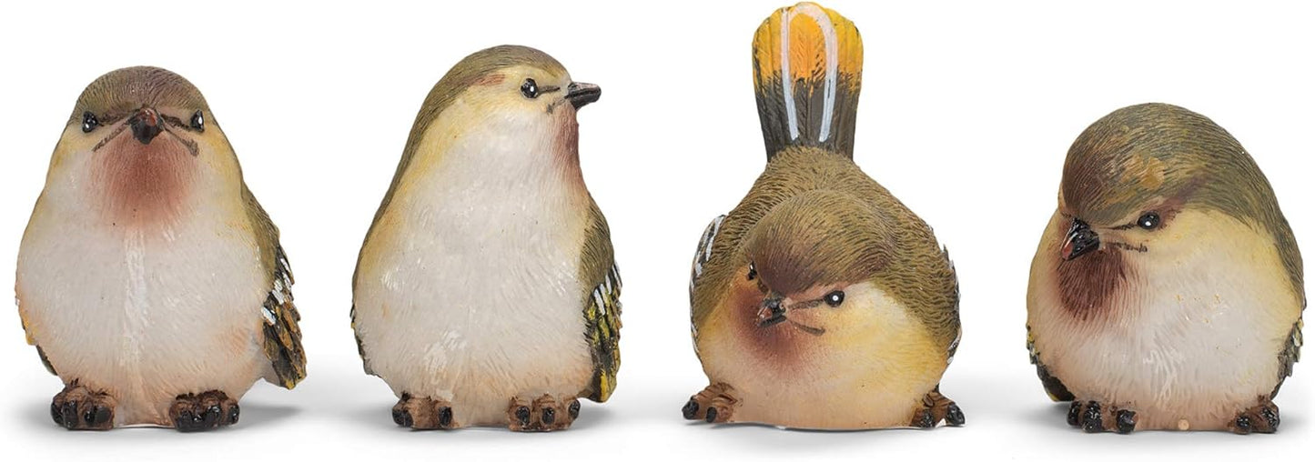 RAZ Imports Striped Wing Bird 2.5 x 2.25 inch Resin Decorative Tabletop Figurine Set of 4, Sage Green
