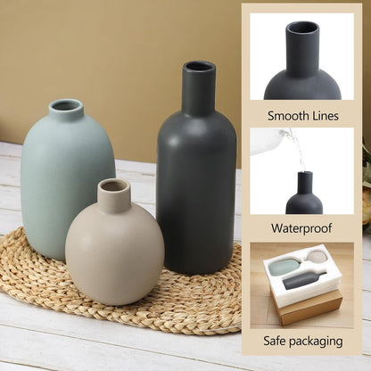 Modern Ceramic Vase Set of 5, Vases Home Decor Rustic Farmhouse Decorative Vase Pottery Vases for Bouquet Pampas Grass Dried Fresh Flowers, Table Living Room Kitchen Bedroom