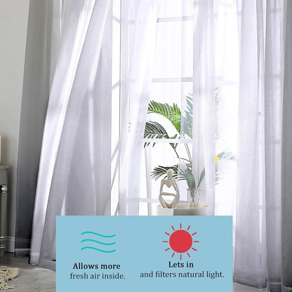 OWENIE Sheer Curtains 84 inches Long 2 Panels Set for Living Room/Bedroom, Rod Pocket Voile Sheer Panel Drapes, White, 2pcs, Each 42" W x 84" L - Colors B