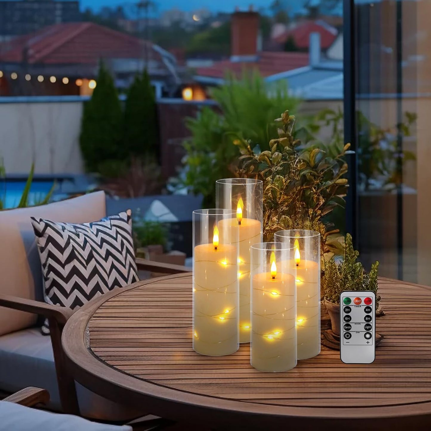 YOROXRG Set of 24 Waterproof Outdoor Flameless Candles, LED Candles with 4 Remote and Timer,(H 4" 5" 6" x D 2.2"),for Halloween Wedding Festiv