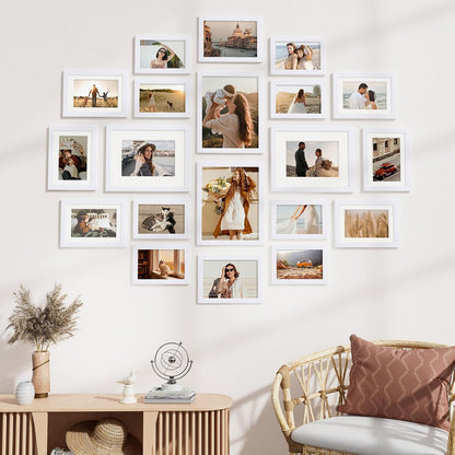 Vittanly 20 Pack Picture Frames Collage Wall Decor, Multi Sizes Including 4pcs 8x10, 8pcs 5x7 and 8pcs 4x6 Photo Frames, Gallery Frame Set for Wall or Tabletop Display, Black, Brown and Dark Grey