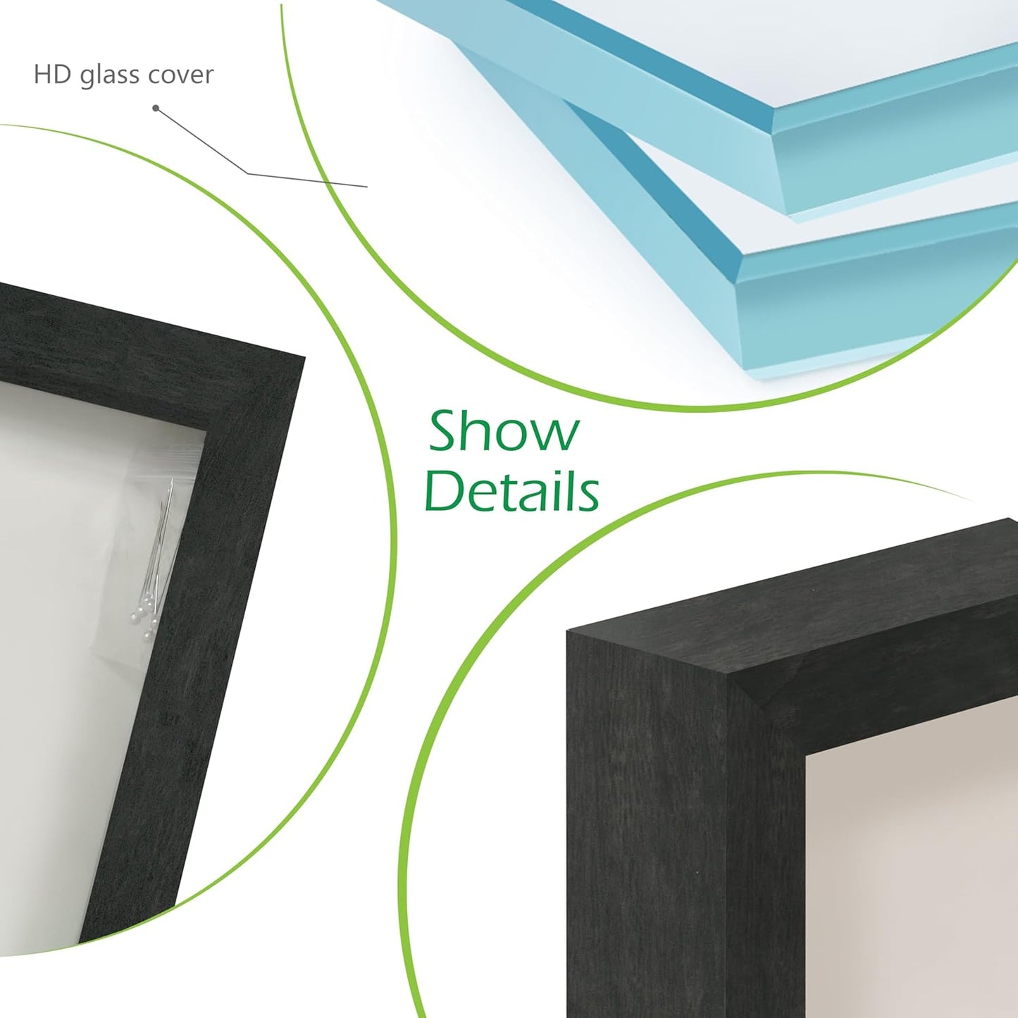 FrameWorks 11” x 14” Dark Oak Wooden Shadow Box Frame – Display Case with Soft Felt Back, Memory Box with Tempered Glass, Display Box with Elegant White Ball Push Pins, Wooden Flower Box