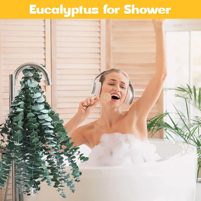 Eslibin 21 Pcs Real Dried Eucalyptus Stems, 17" Natural Fresh Eucalyptus Branches for Shower, Greenery Leaves for Vase Filler, Fragrance, Fresh Silk Dry Live Plants Decor