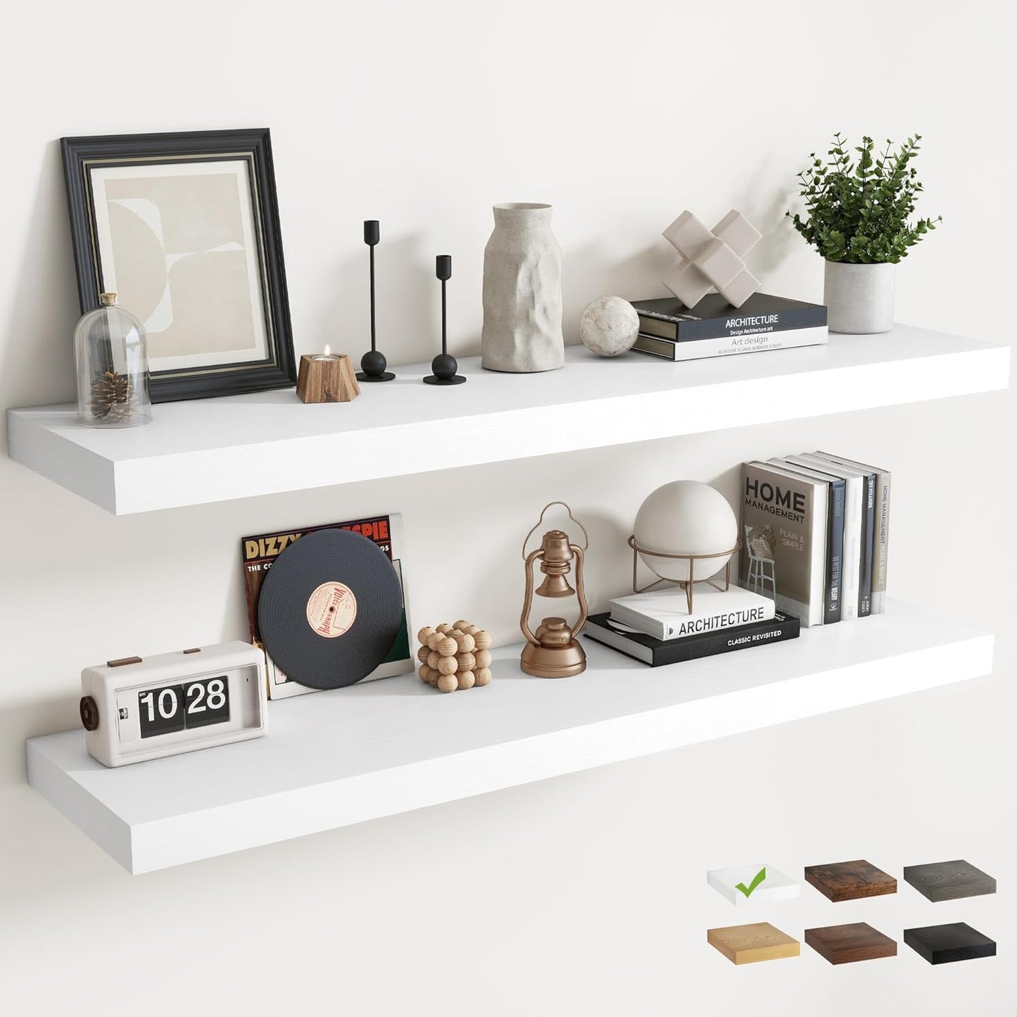 72 Inch Long Floating Shelves for Wall Set of 2, 12"D Wood Grain Bathroom Shelves with Invisible Brackets, Easy Install Engineered Wood Storage Shelves for Kitchen, Living Room, Bedroom, Black Finish