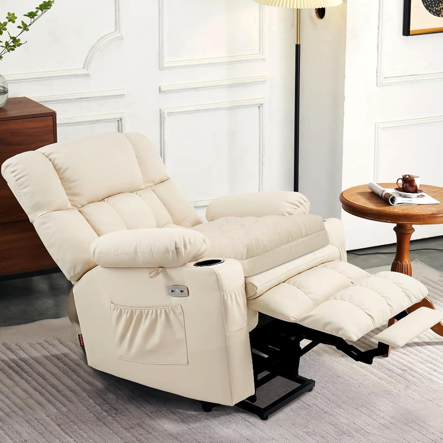 Recliner Cushions for Elderly, 20x20x5 Inch Thick Chair Cushion Patent Design Soft Tufted Dual Layer Booster Seat Cushions for Seniors Recliner Risers Taupe 1P