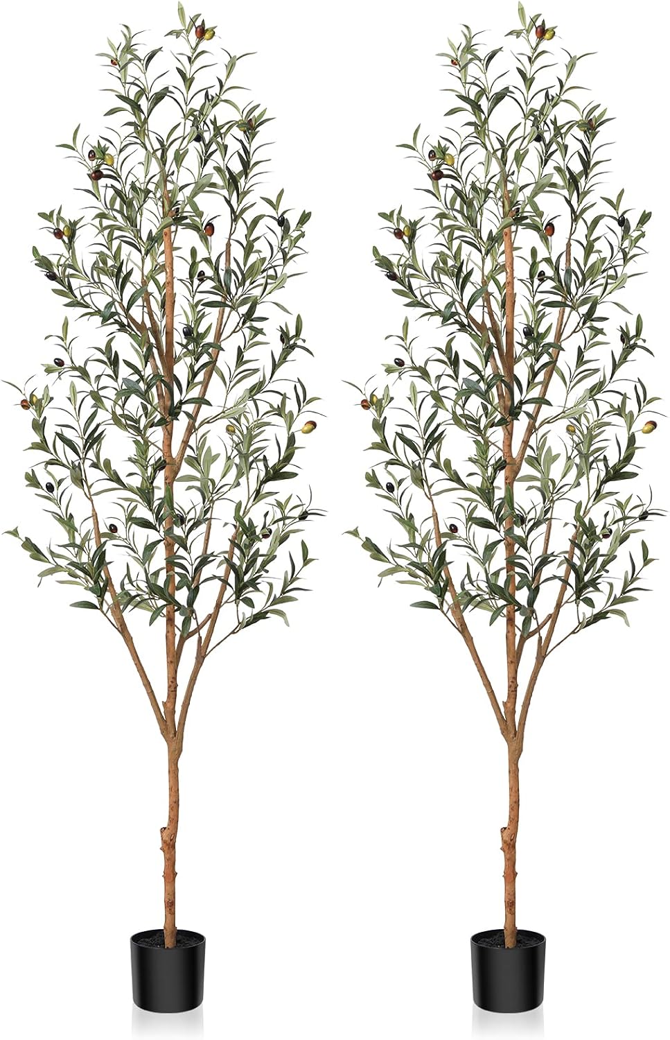 Kazeila Artificial Olive Tree 6FT Tall Faux Silk Plant for Home Office Decor Indoor Fake Potted Tree with Wood Branches and Fruits