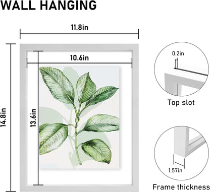 CORE ART 8x10 Floating Picture Frame,Double Plexglass Floating Frame for 5x7,4x6 Pictures,Wall or Tabletop Display,Black