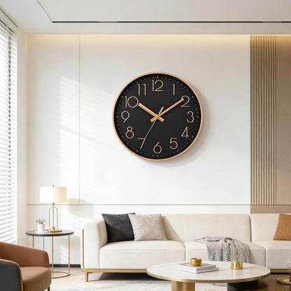 DAXSMY Wall Clock - 8 Inch Silent Non-Ticking Modern 3D Wall Clocks Battery Operated - Decorative Clock for Kitchen, Home Office, Bathroom, Bedroom(Rose Gold)