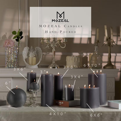 MOZEAL 3" x 4" Hand-Poured Unscented Candle,Dripless Pillar Candle Set of 3,Long Clean Burning,Approx 72 Hours Burn Time,Rustic Country Style,Wedding,Dinner,Christmas and Home Decor,White