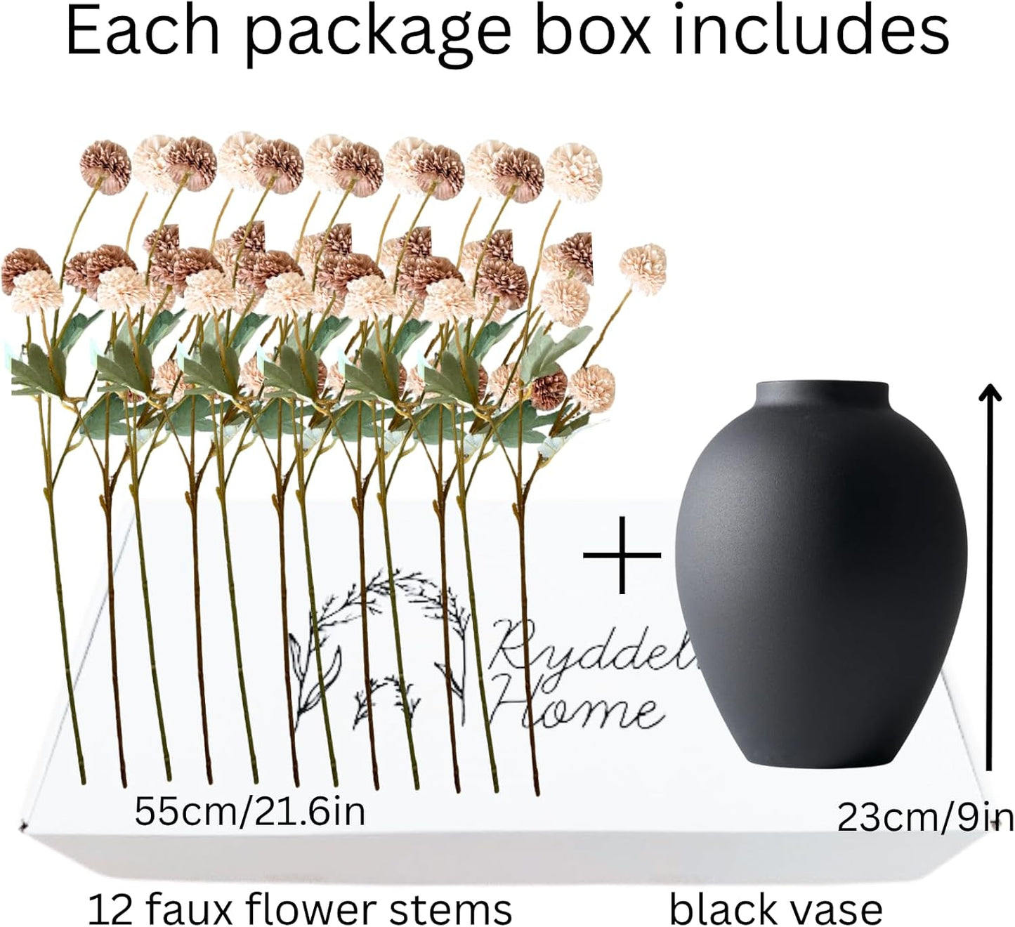 100pcs Artificial Flowers Arrangement With Vase Included, Dining Table Centerpiece Decorations, Fake Flowers in Vase, Dried Pampas Grass Floral Centerpieces, Coffee Table Decor, Centro de Mesa
