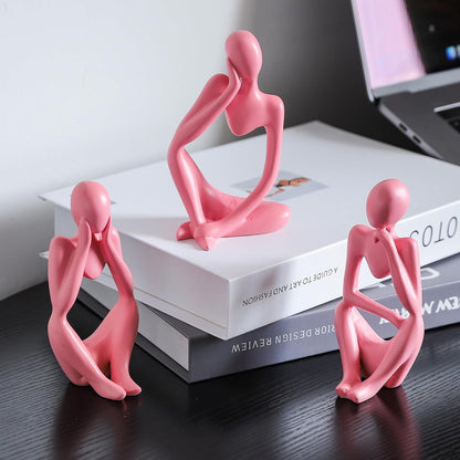 BrownLove 3pcs Decor White Thinker Statue Abstract Art Sculpture，Resin Collectible Figurines for Home Living Room Office Shelf Decoration