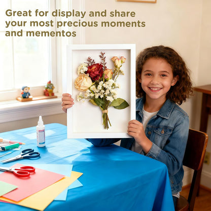 Shadow Box Frame 8x10 - 3 Pack Wood Deep Shadowbox with Glass Shadow Boxes Display Cases Suitable for Photos, Dried Flowers, Handicrafts Picture Frames for Wall (Black)