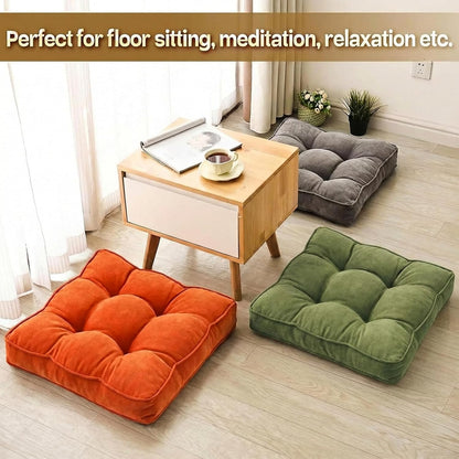 1 MIDDLE ONE Floor Pillow Set of 2, Memory Foam Floor Cushions for Adults, Large Meditation Pillow for Sitting, 22 x 22 Inches (Square | Grey)