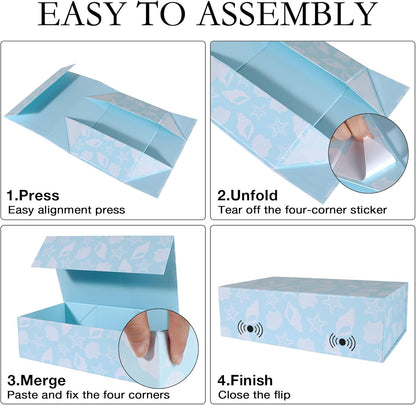 LFBOX Floral Gift Box with Magnetic Lids 13.8x8.3x4.4 in, Large Bridesmaid Proposal Boxes, Rectangle Wedding Decorative Storage Box 1 Pack