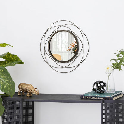 Gold Sunburst Mirrors for Wall Decorative Metal Round Art Mirrors Large Wall Decor Hanging Mirror for Bathroom Bedroom Living Room Vanity Entryway 16"