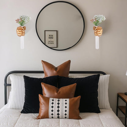 2 Pieces Wall Sculptures, Hands Vase Home Decor, Wall Mount Art Sculpture, Unique Wall Art Statue, Funky Flower Vase Decorations, Modern Eclectic Hanging Decor,Hands Statue (Black)
