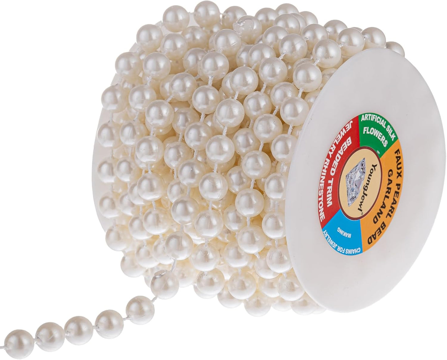 3mm Millet Beads Crafts Faux Pearl Beads Garland Pearl Bead Roll Strand of Pearls to Decorate Floral Centerpieces Wedding Party Favor Christmas Tree(33 Feet Ivory)