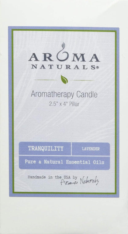 Aroma Naturals Essential Oil Tranquility Pillar Candle, 2.5" x 4", Lavender, 11 Ounce