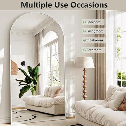 57" x 20" Arched Full Length Mirror - Wall Mounted/Floor Mirror Aluminum Alloy Frame Full Body Mirrors for Bathroom Living Room Bedroom and Entryway,Black