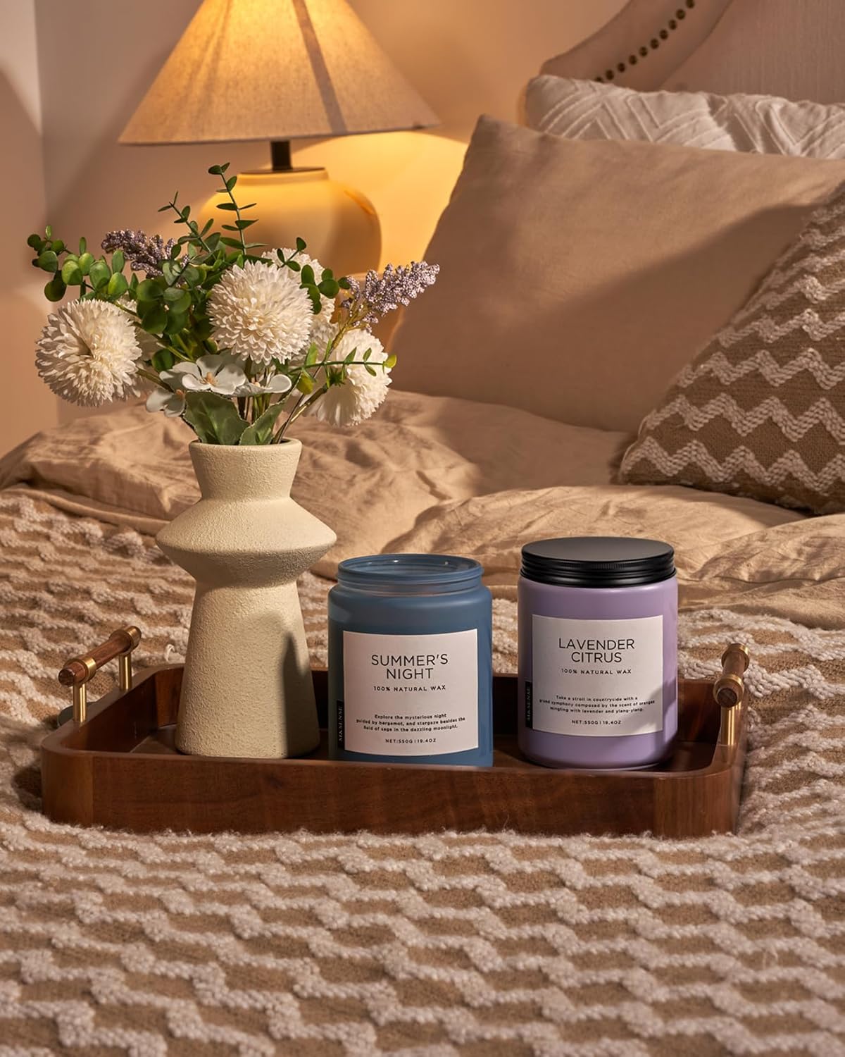 M&SENSE Eucalyptus & Mint Scented Jar Candle, Large 19.4oz Natural Soy Wax, 110-Hour Long Lasting Non-Toxic Clean Burning, Fresh Smelling Home Aromatherapy for Spa Stress Relief, Gifts for Men Women