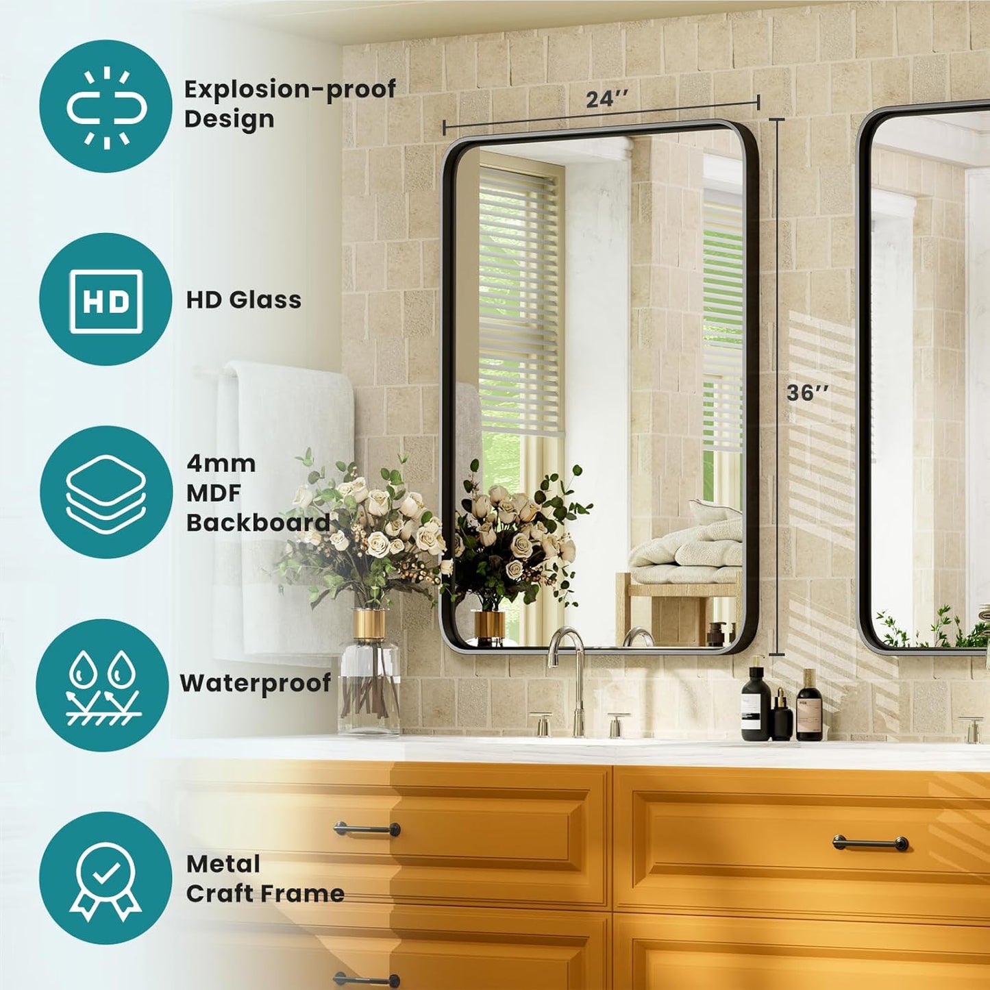 NEWBULIG Gold Round Wall Mirror 36 Inch, Bathroom Mirrors for Over Sink, Wall Decor for Bathroom, Entryway, Bedroom, Vanity