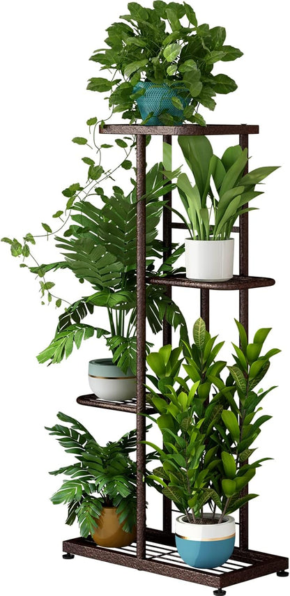 LINZINAR Plant Stand Indoor Outdoor Corner 4 Tier Metal Plant Shelf Patio Plant Rack for Garden Corner Balcony Living Room