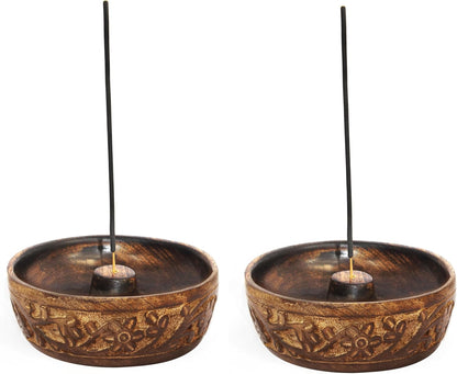 Sheesham Wood Incense Burner - Handmade Coffin Style Sun and Moon Inlay Incense Holder - Aromatherapy Room Freshener Cone Incense Stick Burner Ash Catcher - Zen Home Gift - 12x2x2 - COTTON CRAFT