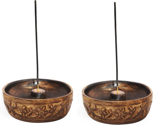 Sheesham Wood Incense Burner - Handmade Coffin Style Sun and Moon Inlay Incense Holder - Aromatherapy Room Freshener Cone Incense Stick Burner Ash Catcher - Zen Home Gift - 12x2x2 - COTTON CRAFT