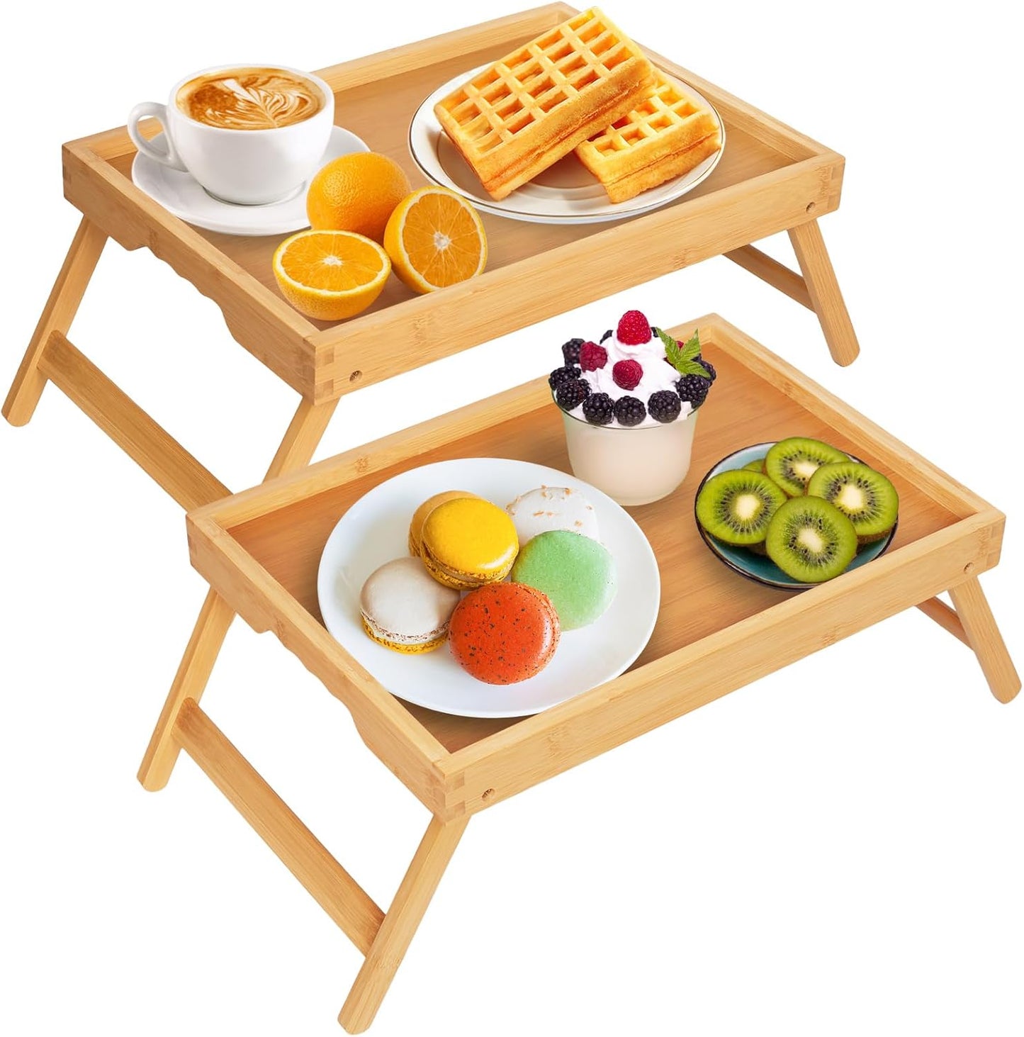 Artmeer Bed Tray Table with Folding Legs,Bamboo Breakfast in Bed for TV Table, Laptop Computer Tray,Eating,Snack Tray(Bamboo)