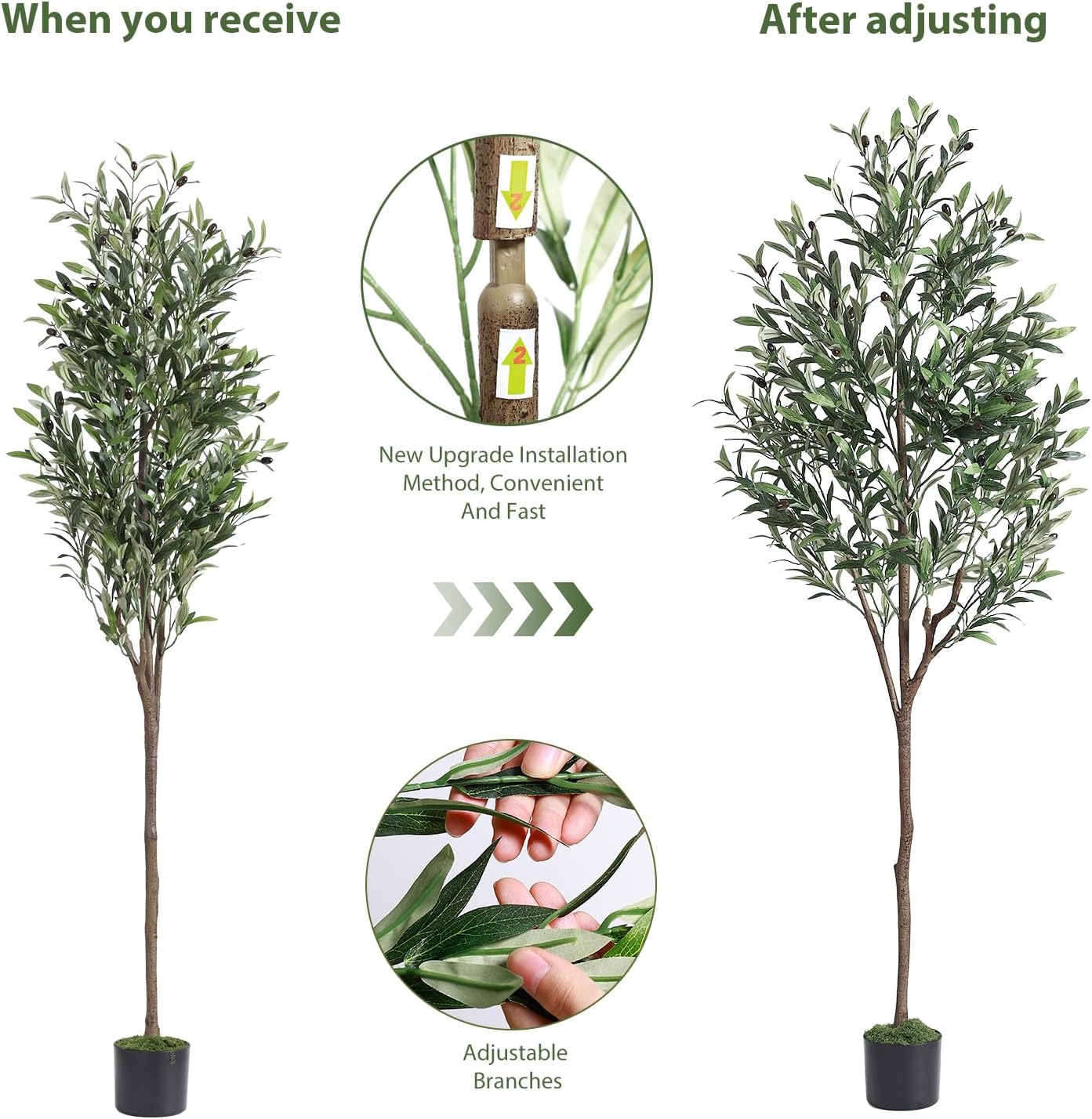 Alupssuc Olive Trees Artificial Indoor, 6FT Tall Faux Olive Tree with White Planter, Artificial Plants with Lifelike Fruits and Realistic Leaves for Modern Home Office Living Room Decor