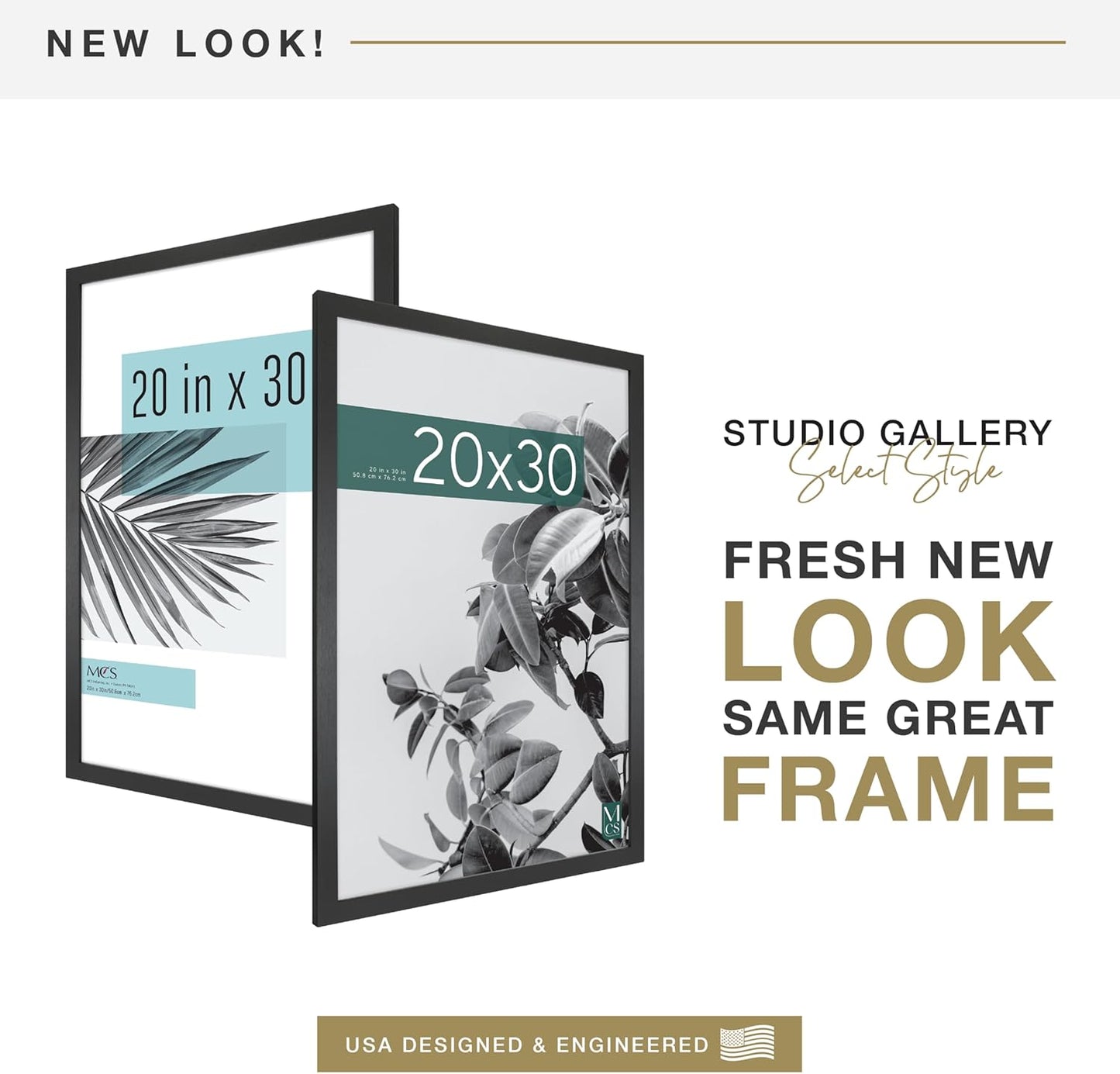 MCS Studio Gallery 16x24 Poster Frame Black Woodgrain Engineered Wood, Vertical & Horizontal Wall Hanging Large Picture Frame for Photos, Posters & Art Prints (1-Pack)