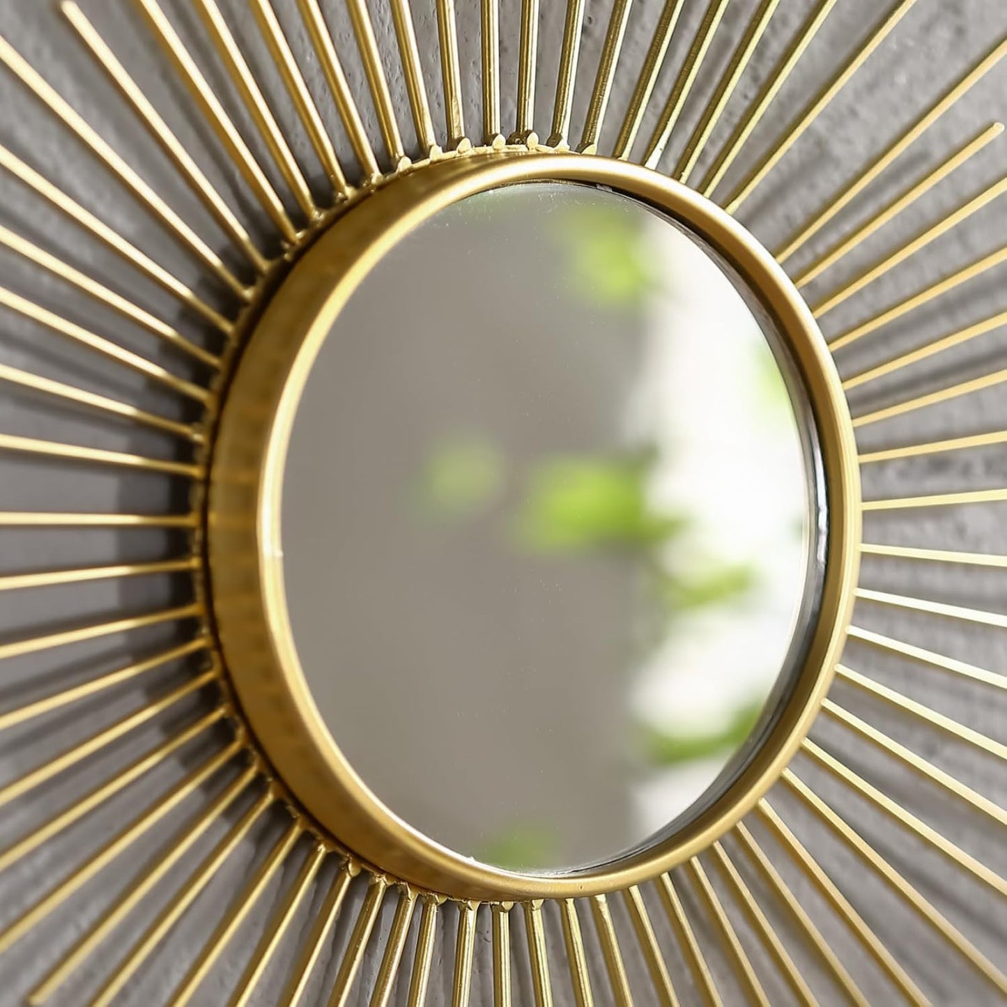Large Gold Sunburst Mirror - 31" Starburst Wall Mirror with 12" Round Glass, Mid-Century Modern Elegant Gold Sun Mirrors for Living Room, Bedroom, Entryway Decor