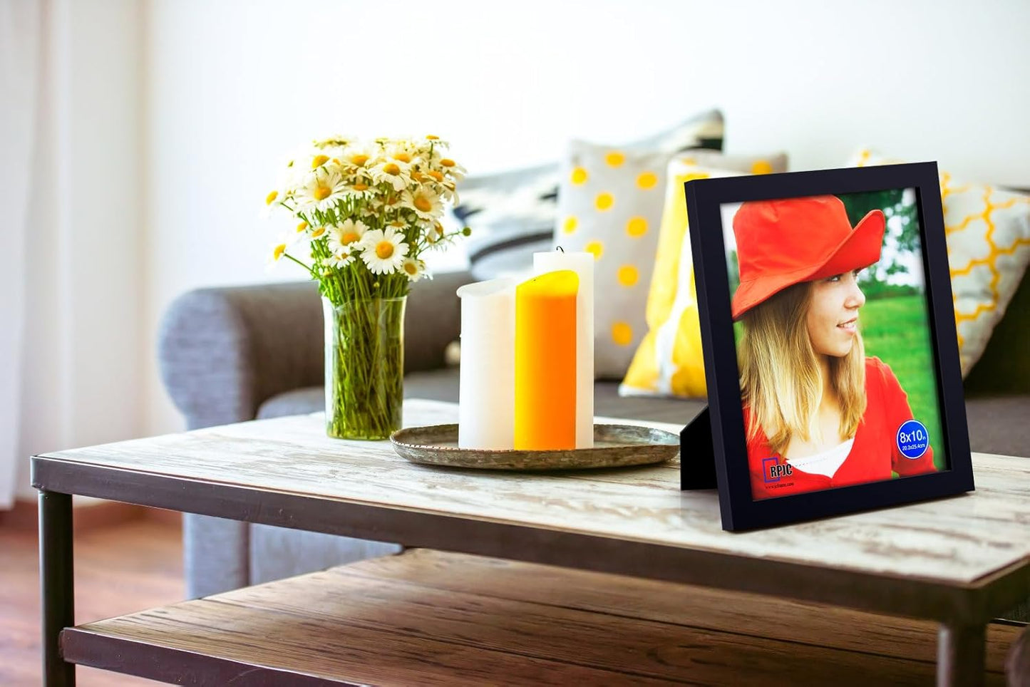 RPJC 5x7 Picture Frames Made of Solid Wood High Definition Glass for Table Top Display and Wall Mounting Photo Frame Black