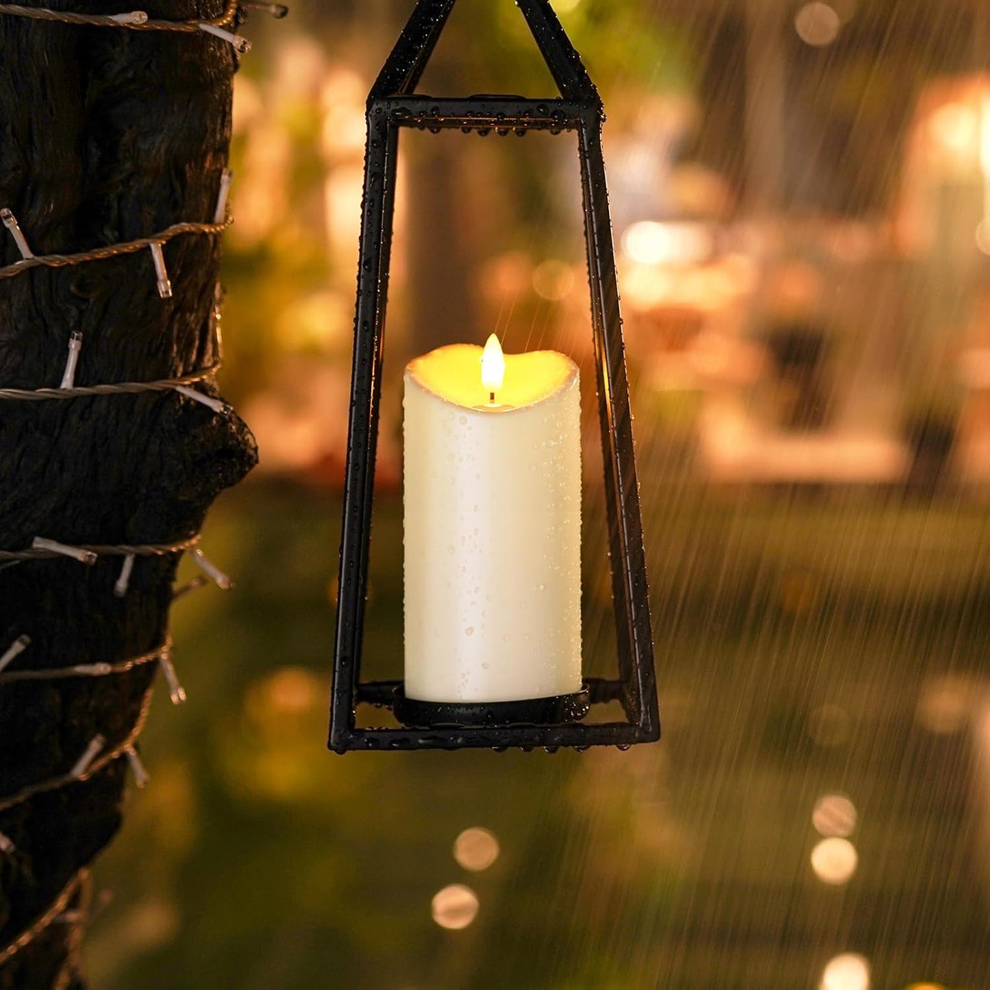 Homemory 6"x3" Outdoor Waterproof Flameless Candles, LED Candles, Battery Operated Candles with Remote and Timers, Electric Fake Plastic Pillar Candles, Ivory White, Set of 2