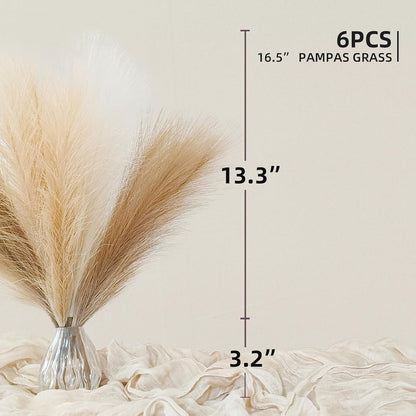 ZIFTY 7-Pcs 38"/3.1FT Faux Pampas Grass Large Tall Fluffy Artificial Fake Flower Bedroom Decor Boho Decor Bulrush Reed Grass for Vase Filler Farmhouse Home Wedding Decor (Beige Mixed)