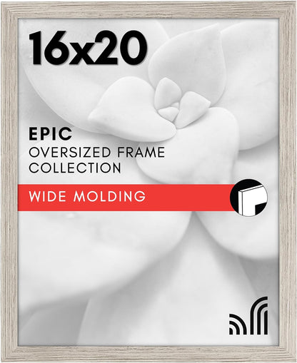 Americanflat 16x20 Picture Frame with Polished Plexiglass - Black Picture Frame - Wide Photo Frames Made of Engineered Wood for Vertical or Horizontal Wall Display - Epic Collection - Black - Colors B
