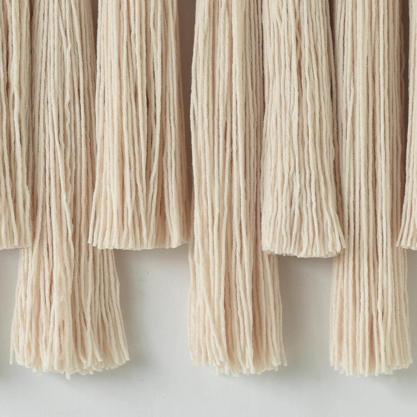 Macrame Wall Hanging Boho Home Decor Handmade Cotton Fiber Art with Neutral Ivory Tassels Modern Bohemian Wall Decor for Living Room Bedroom Apartment 27" W x 22" L