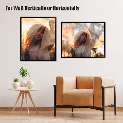 Egofine 12x16 Picture Frame Black, Covered by Plexiglass Made of Solid Wood, Display Pictures 9x12 and 11x14 with Mat or 12x16 Without Mat, for Wall Mounting Photo Frame - Colors B