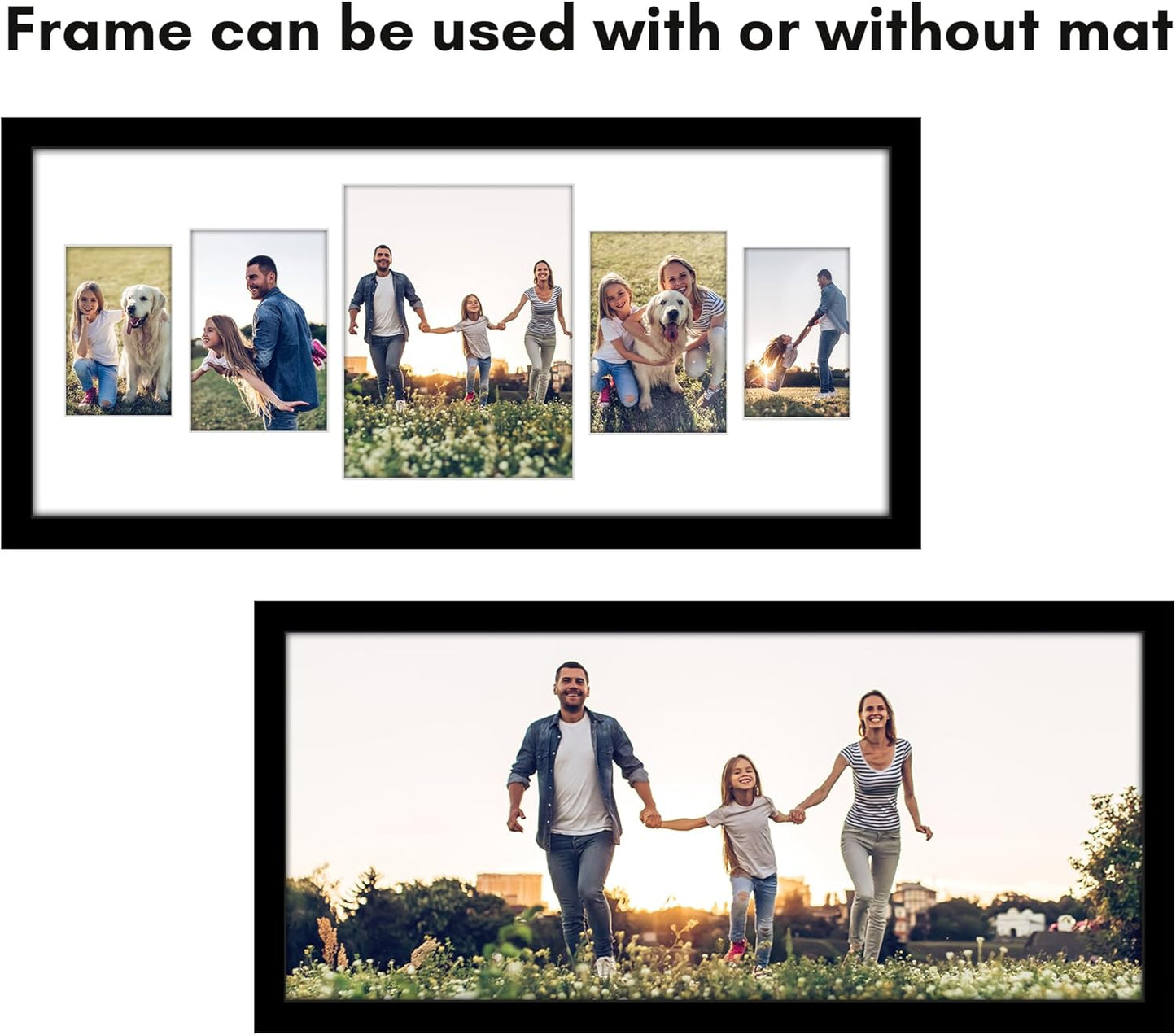 Americanflat 4x6 Collage Picture Frame with Polished Plexiglass - Multi Picture Frames Fit Sixteen 4x6 Photos or Use as One 18x26 Poster Frame for Wall Display - Signature Collection - Black