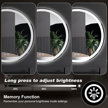 Sweetcrispy 24 Inch Round Wall Mirror with Tempered Glass, Bathroom Mirror Over Sink, Anti-Fog & Waterproof Round Mirror for Bathroom, Entryway, Bedroom, Shatterproof Design, Black