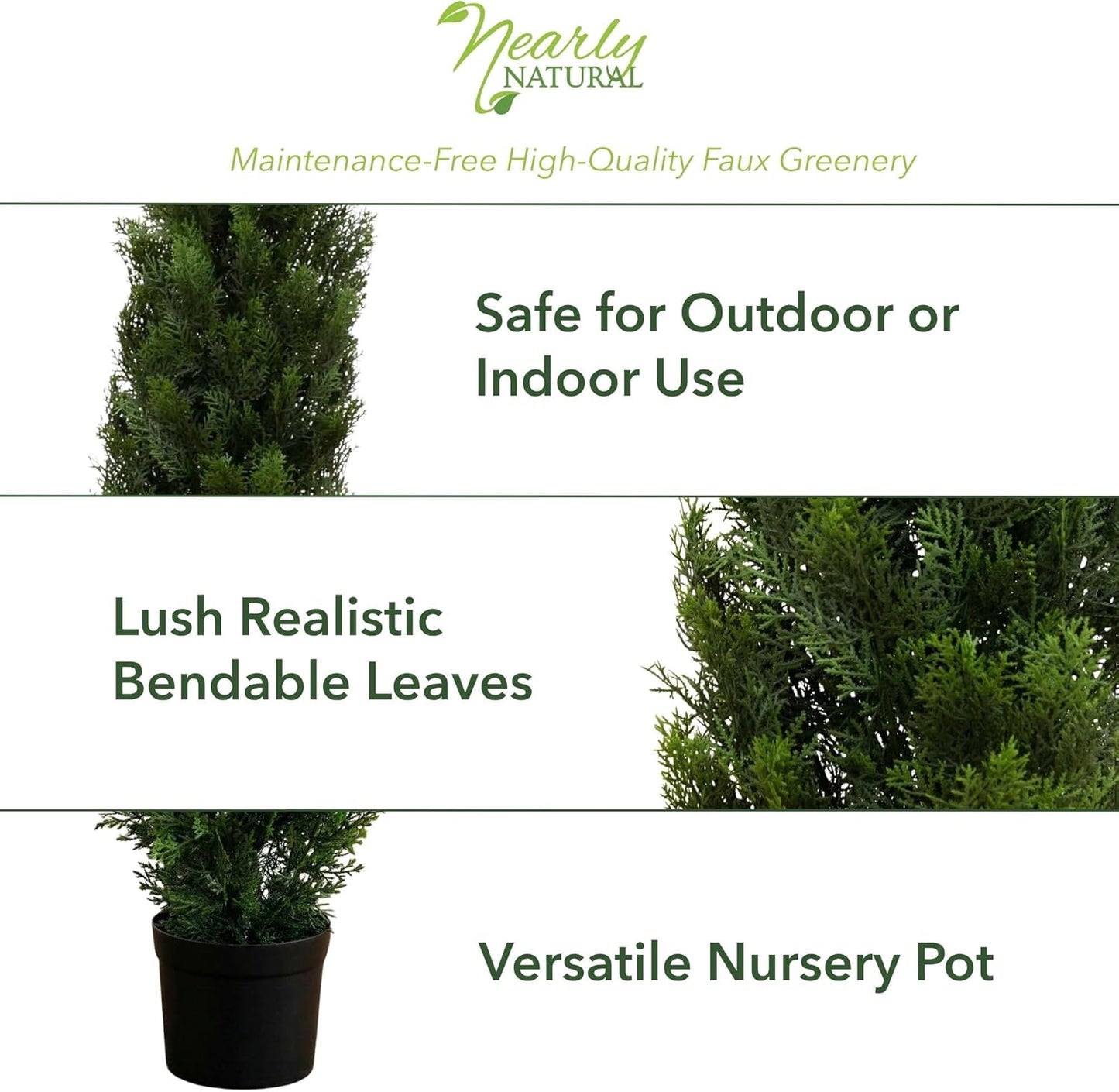 Nearly Natural 4ft Faux Cedar Tree with Nursery Planter - UV Resistant Artificial Pine with 1,000 Lifelike Tips for Outdoor Front Porch, Patio, and Entryway
