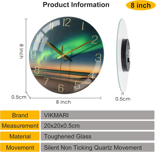 VIKMARI Black Modern Marble Texture Clock Gold Hands Rustic Kitchen Decor 12 Inch Wall Clock Battery Operated Non-Ticking Large Round Quartz Golden Decorative for Office Bedroom, Living Room