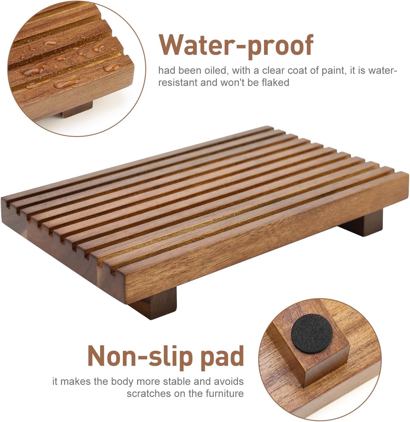 Acacia Wood Riser for Bathroom Sink Tray Kitchen Counter Decor Trays Pedestal Stand Sponge Soap Dish Holder Decorative Wooden Risers for Kitchen Sink Soap Tray Vanity Bathroom Countertop Accessories
