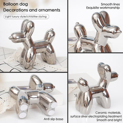 Notakia Cute Ceramics Balloon Dog Statue Crafts Gold Living Room Desktop Decorations,Handmade Modern Small Ceramic Animal Statue Ornament Gold Home Decor Accents