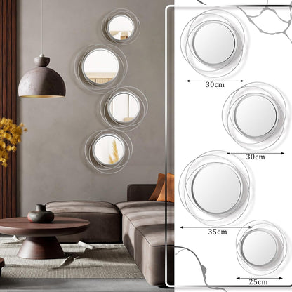 Hicarer 4 Pcs Decorative Wall Mirror Round Modern Circle Mounted Mirror Metal Wall Art Decor for Bedroom Living Room Entryway Dining Room Hallway(Gold)