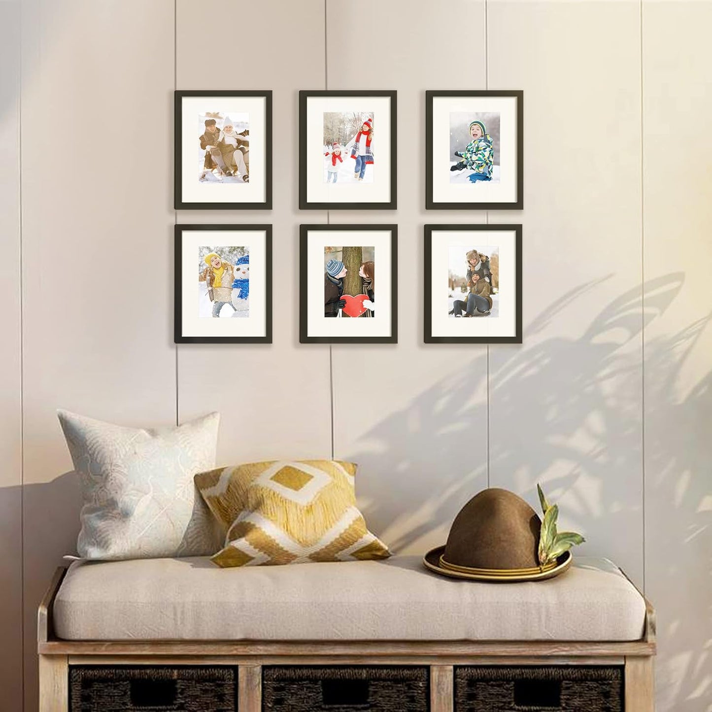 upsimples 5x7 Picture Frame Set of 10, Display Pictures 4x6 with Mat or 5x7 Without, Multi Photo Frames Collage for Wall or Tabletop Display, Black